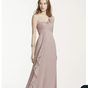 David's Bridal Lavender One-Shoulder Gown